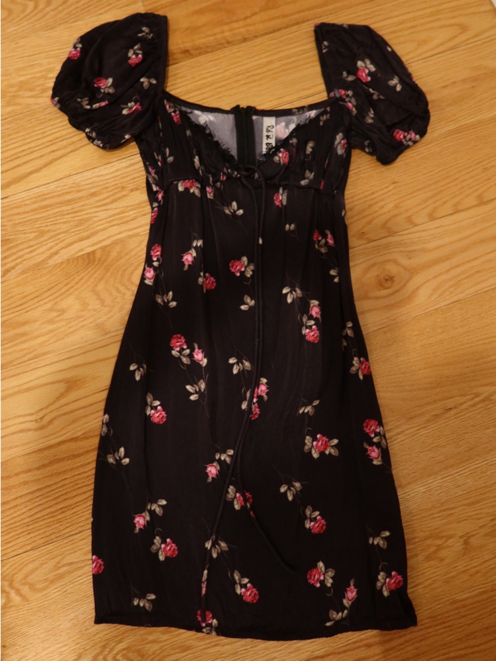Rat & Boa Josephine Black Dress with Rose Print